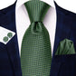 Green Tiny Circle Tie, Pocket Square and Cufflinks - Masculine Clothes