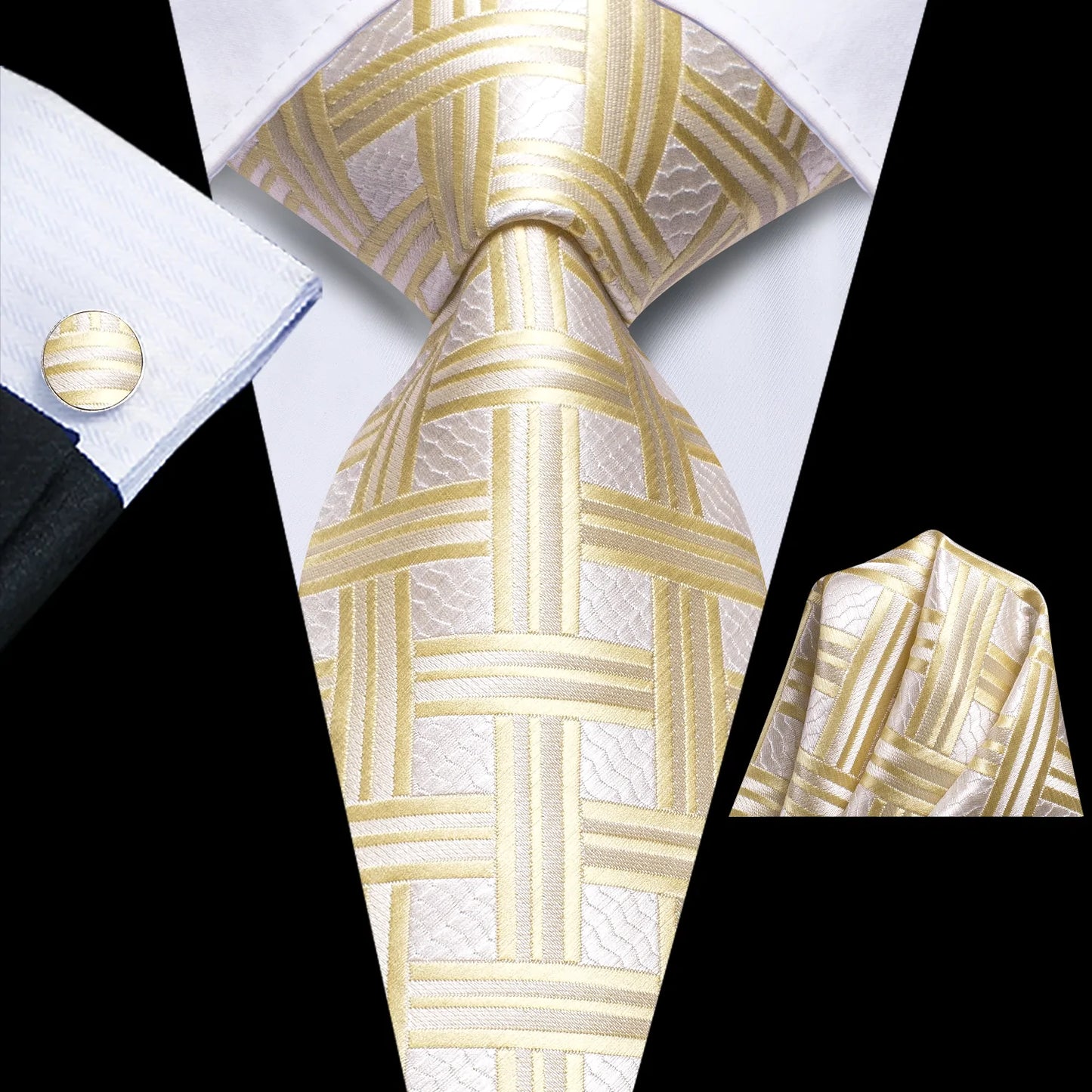 Luxury Champagne and Gold Window Silk Tie Set