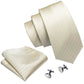Creamy Stripes Silk Tie Set - Masculine Clothes