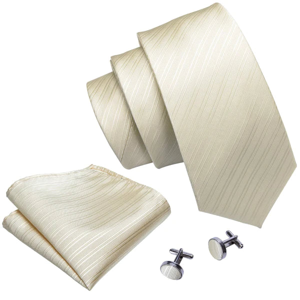 Creamy Stripes Silk Tie Set