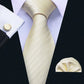 Creamy Stripes Silk Tie Set - Masculine Clothes