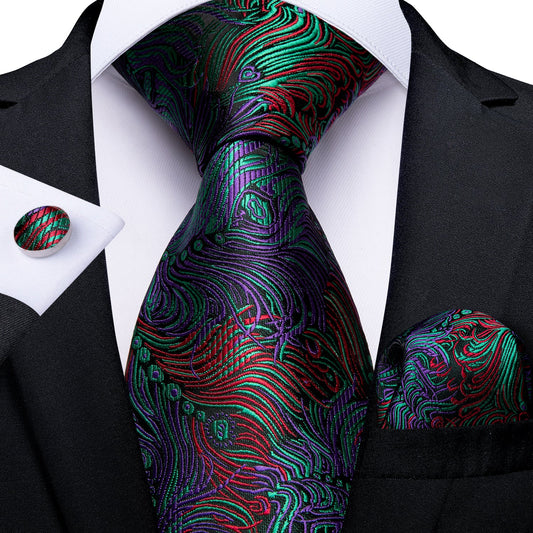 Beautiful Rainbow Lines Silk Tie Set