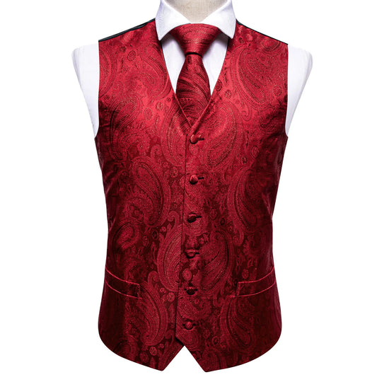 Beautiful Red Silk Vest Set