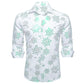 Green Snowflakes In White Silk Long Sleeves Shirt