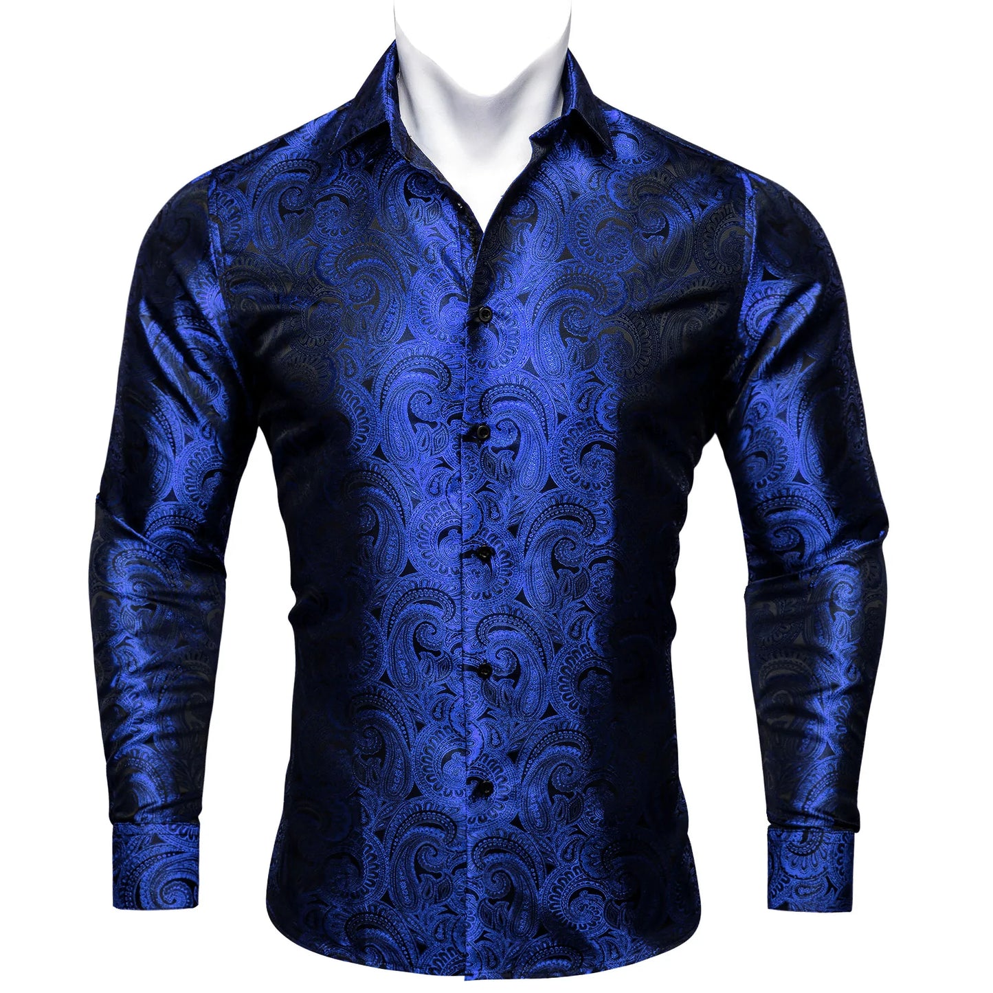 Luxury Blue Floral Silk Shirt - Masculine Clothes