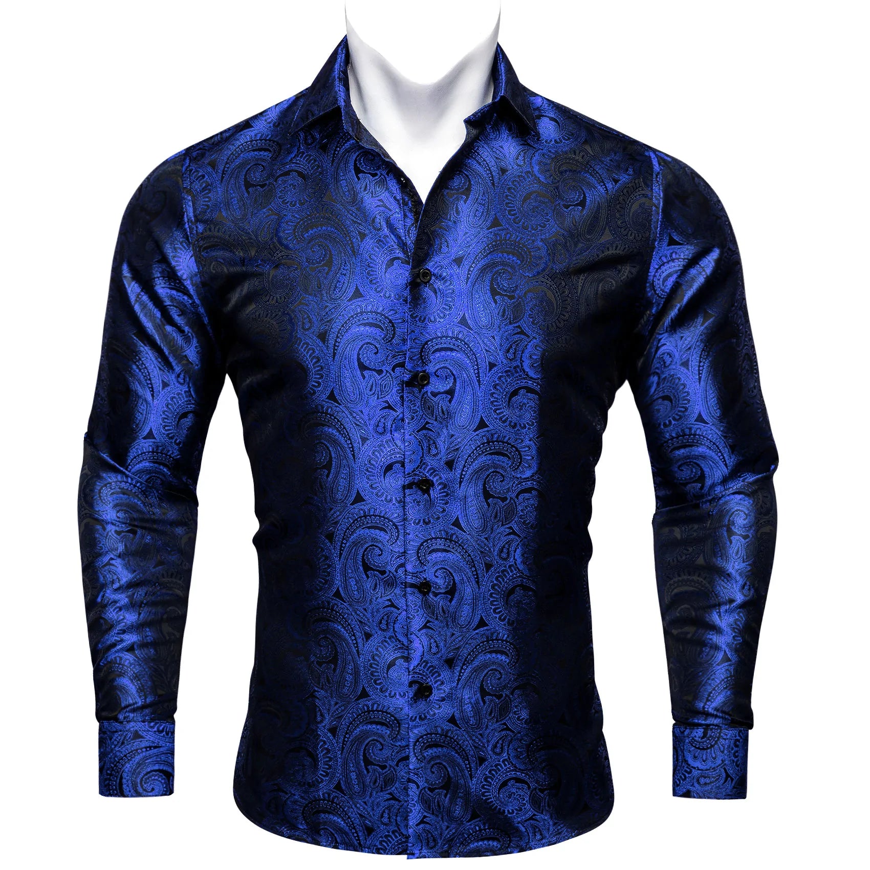 Luxury Blue Floral Silk Shirt - Masculine Clothes