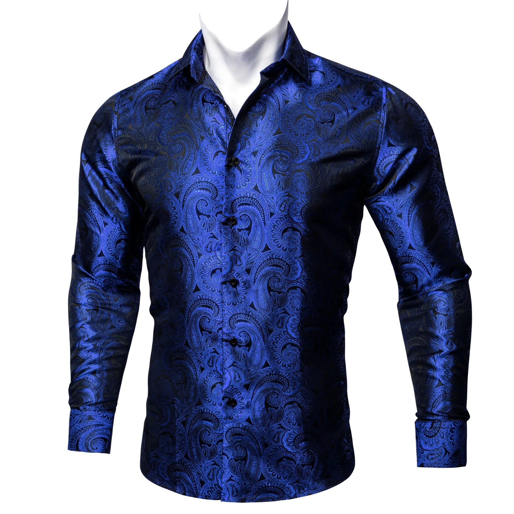 Luxury Blue Floral Silk Shirt - Masculine Clothes
