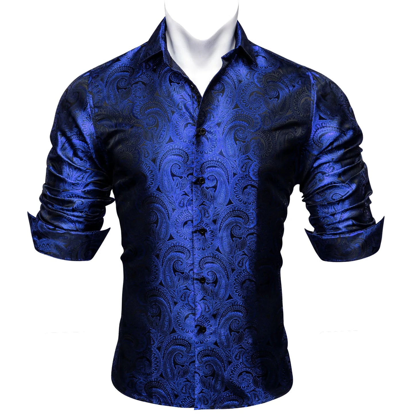 Luxury Blue Floral Silk Shirt - Masculine Clothes
