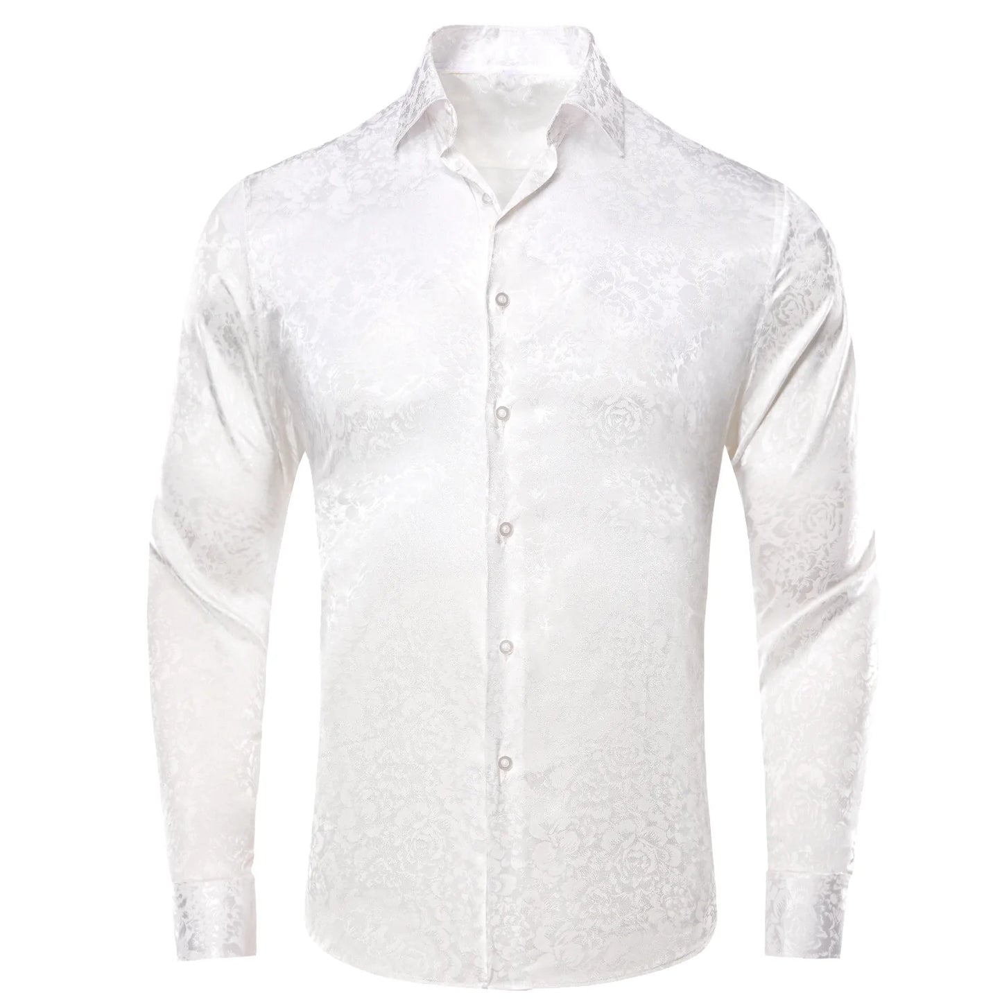 Luxury White Floral Silk Shirt