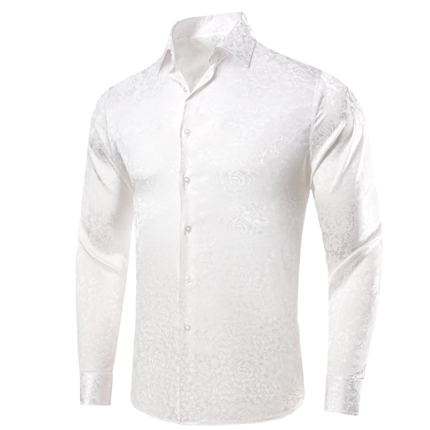 Luxury White Floral Silk Shirt