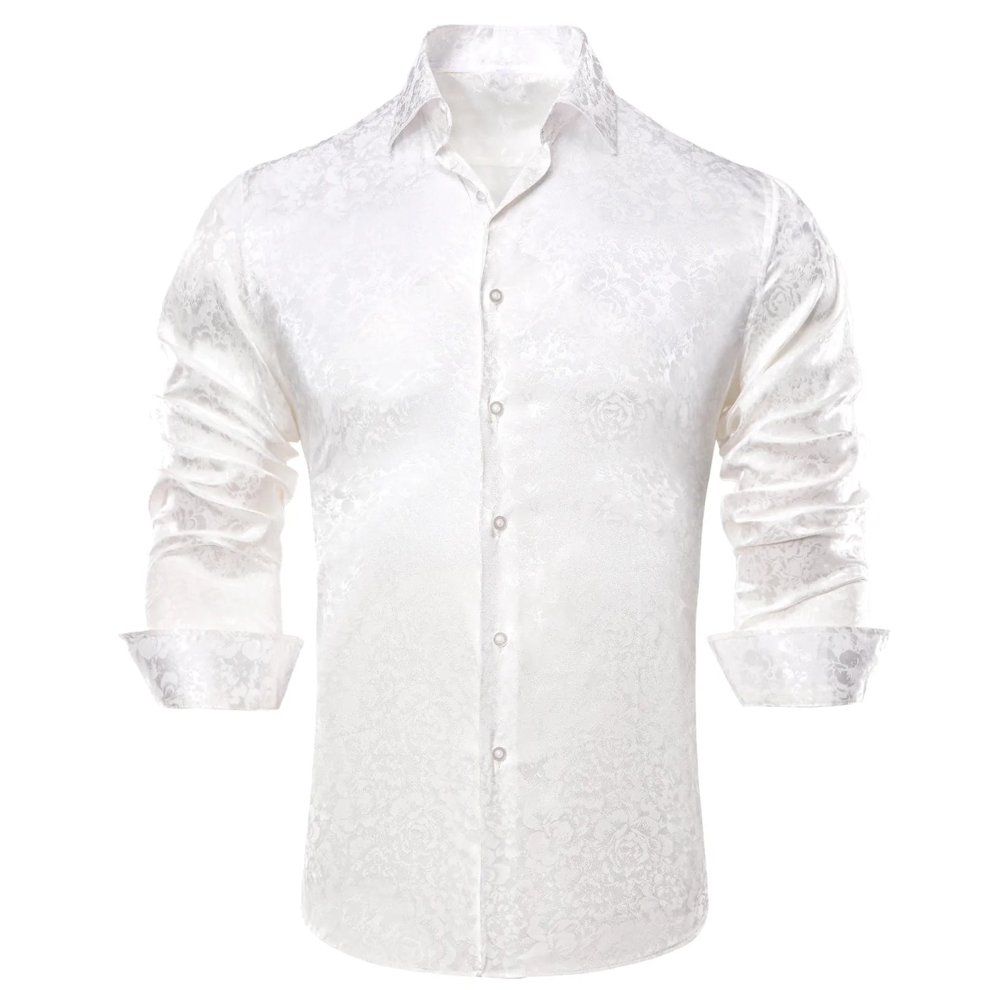 Luxury White Floral Silk Shirt