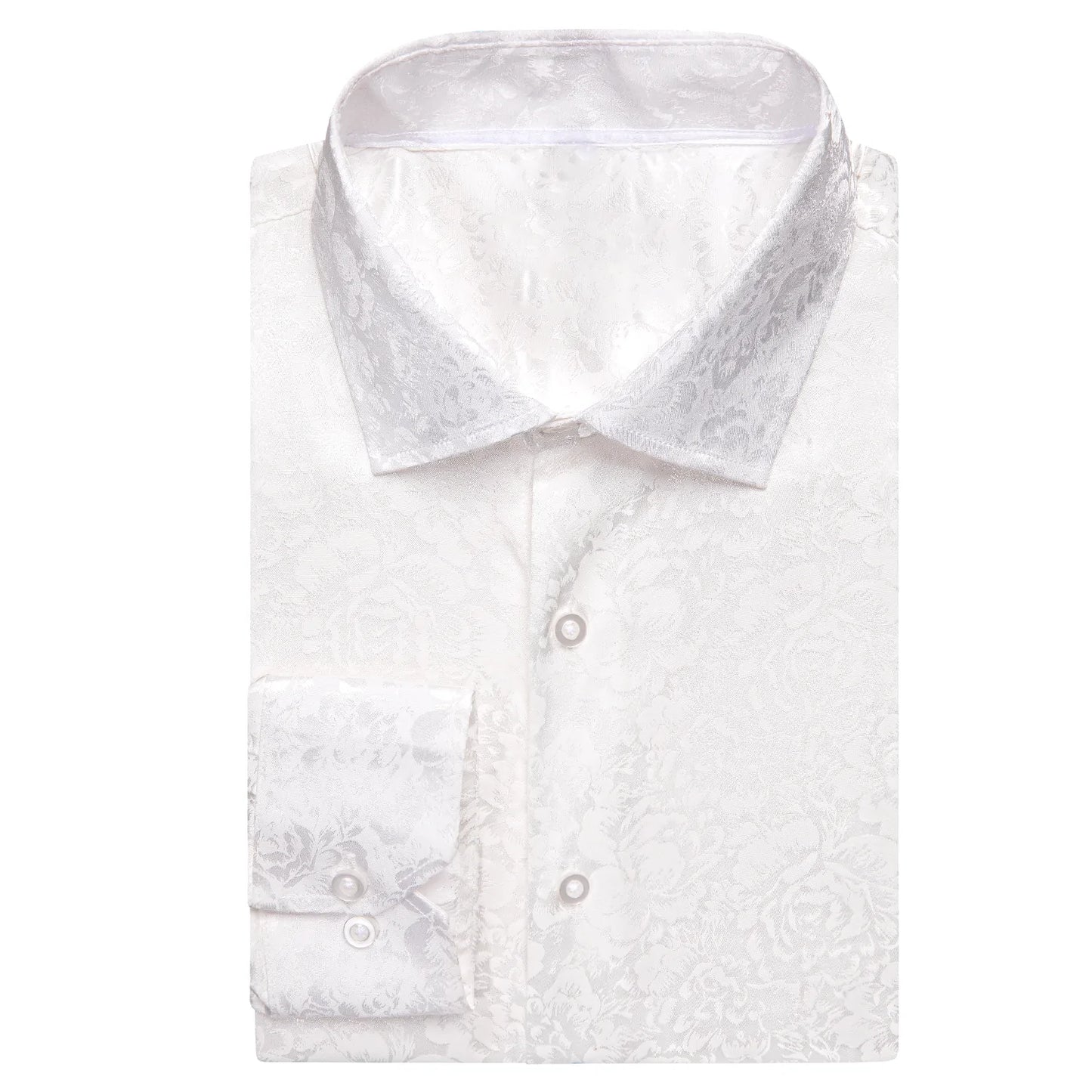 Luxury White Floral Silk Shirt