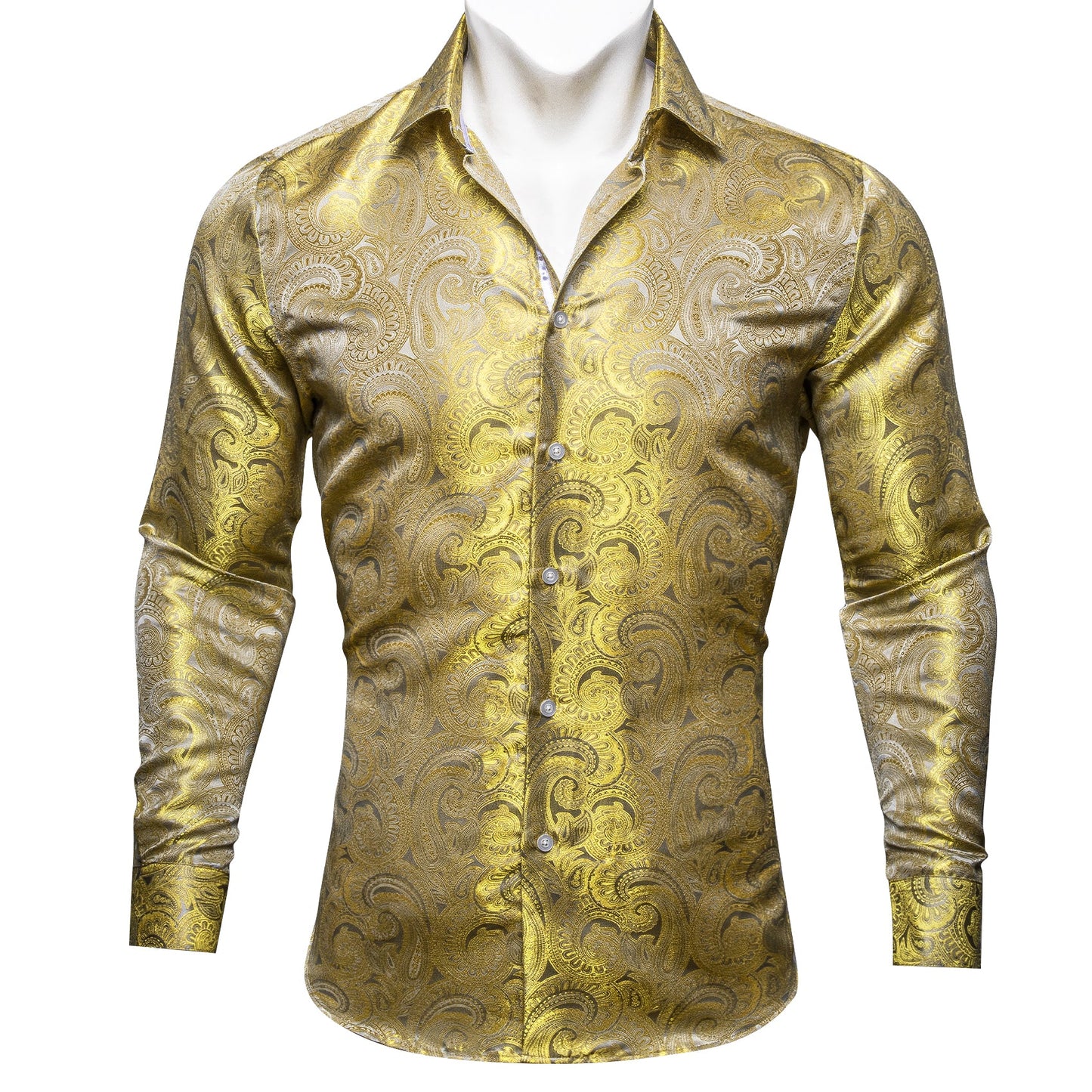 Luxury Yellow Floral Silk Shirt