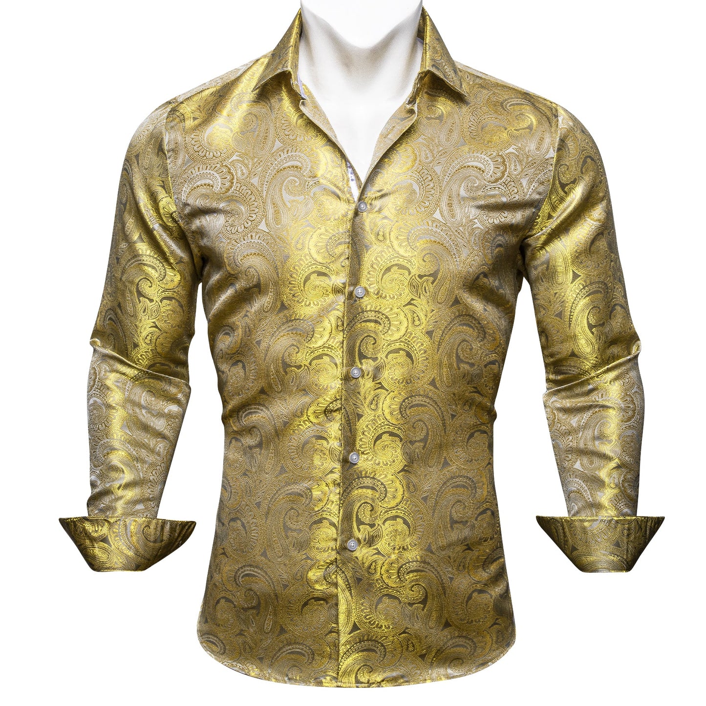 Luxury Yellow Floral Silk Shirt