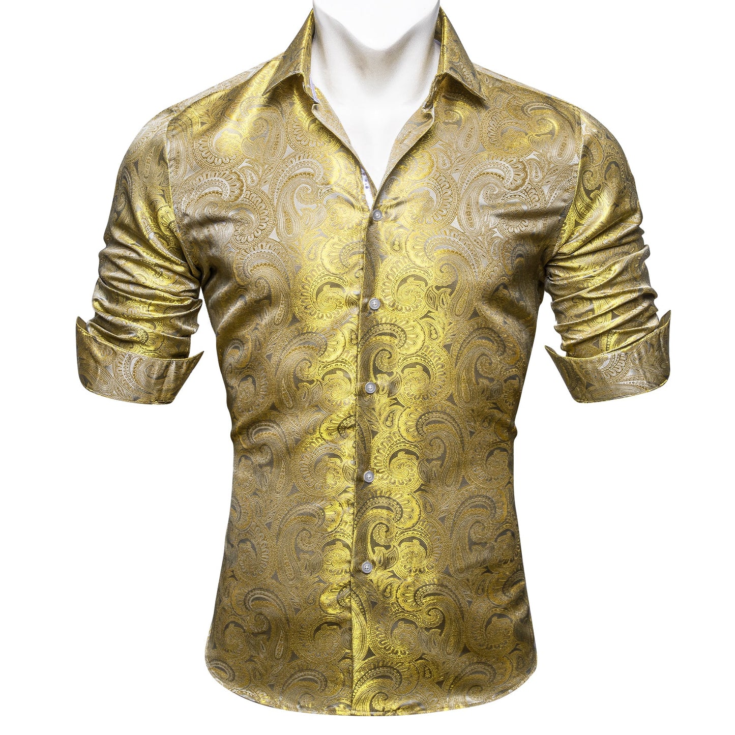 Luxury Yellow Floral Silk Shirt