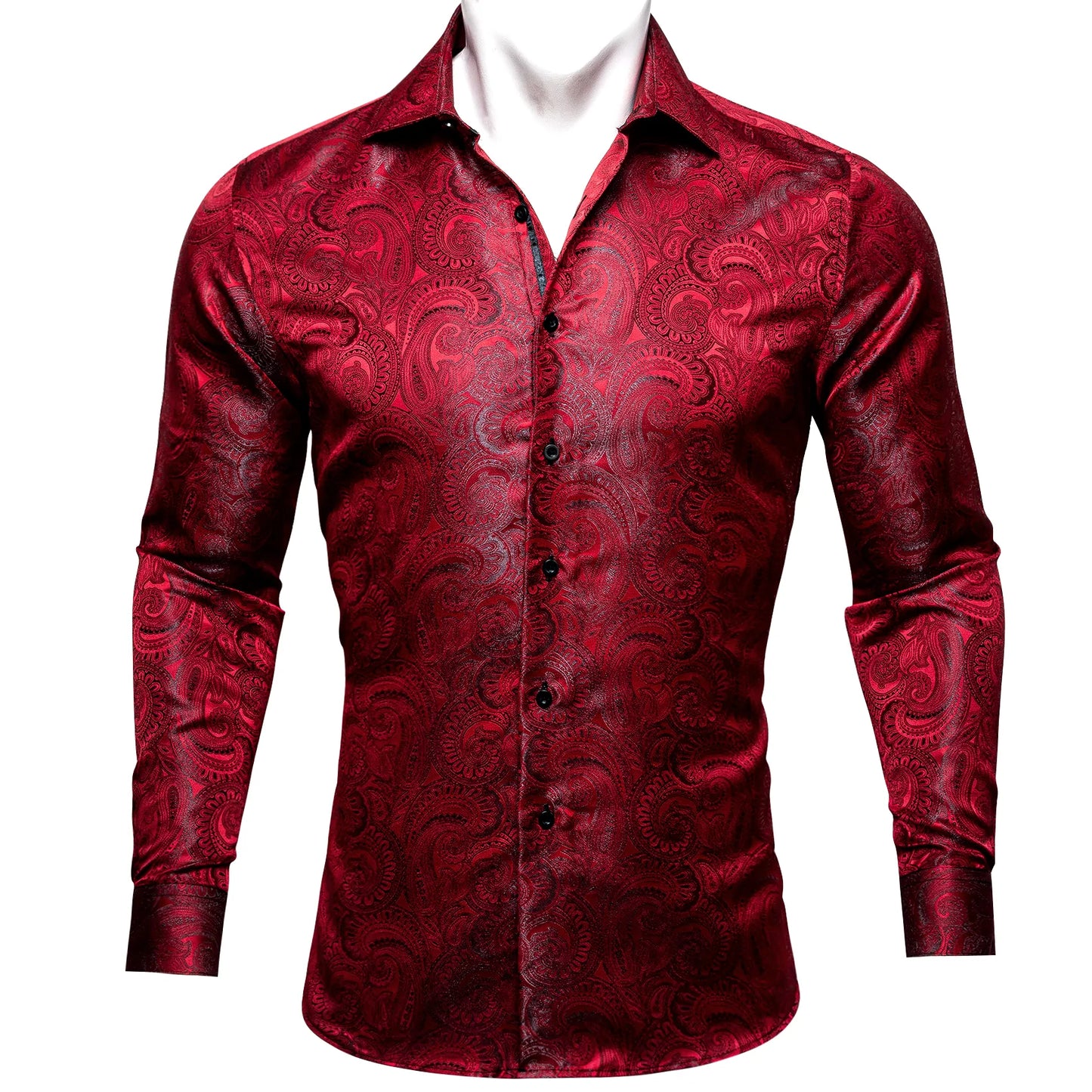 Luxury Red Floral Silk Shirt