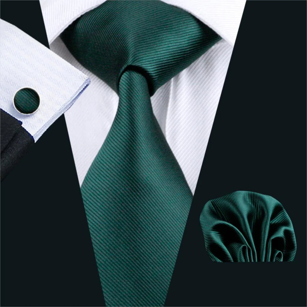 Forest Green Plain Tie Set