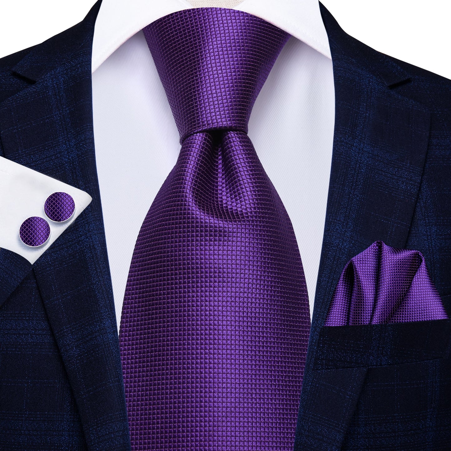 Plain Purple Silk Tie Set