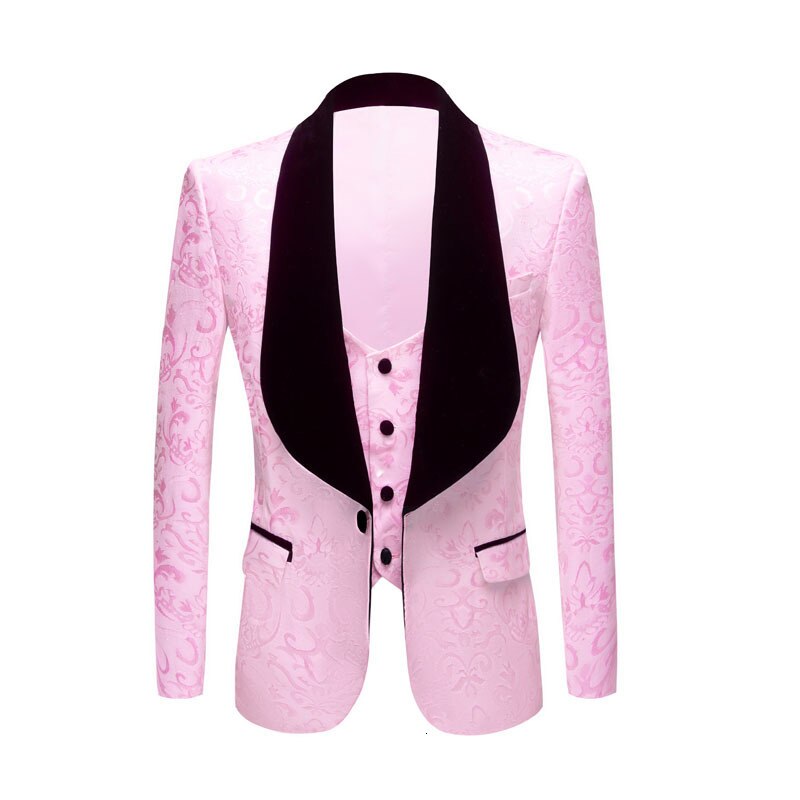 Pink Floral Tuxedo Jacket