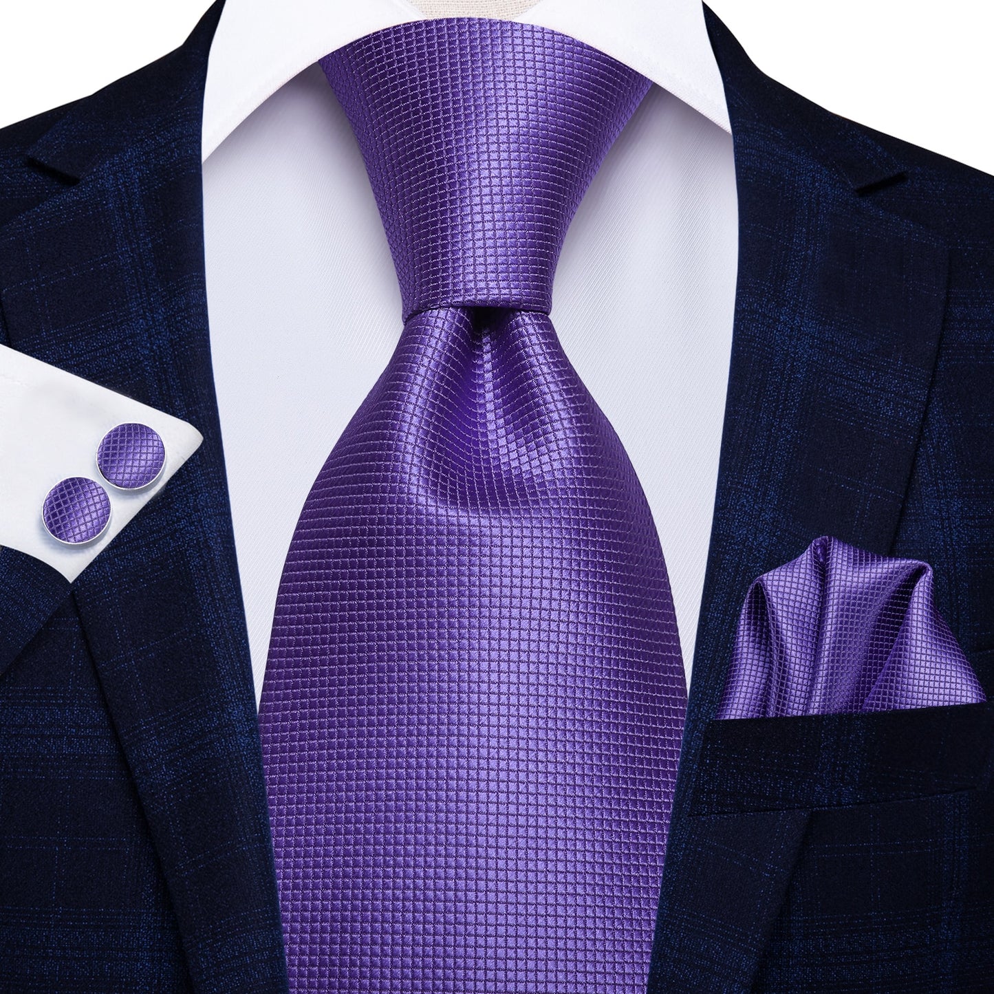 Plain Lilac Silk Tie Set