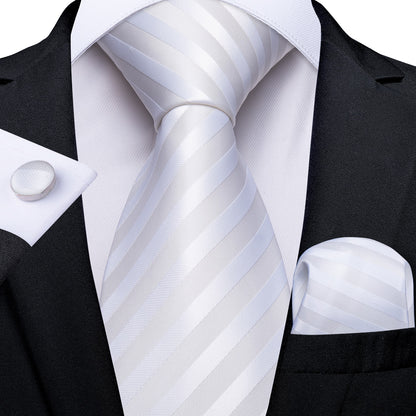 White Stripes Silk Tie Set