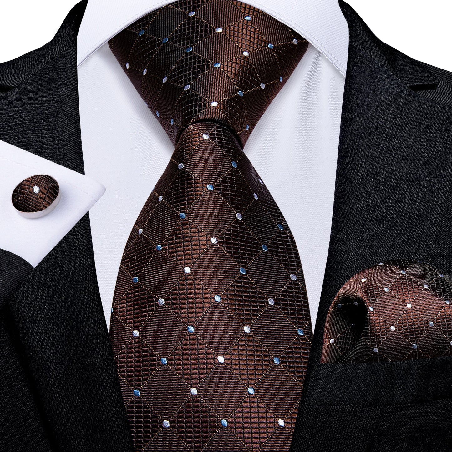 Polka Dots In Chocolate Brown Tie Set