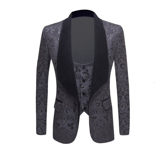 Black Floral Tuxedo Jacket