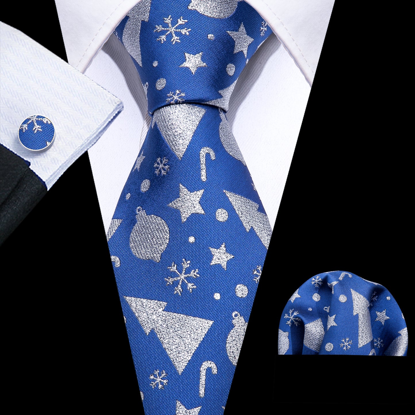 Christmas Decors In Blue Tie Set