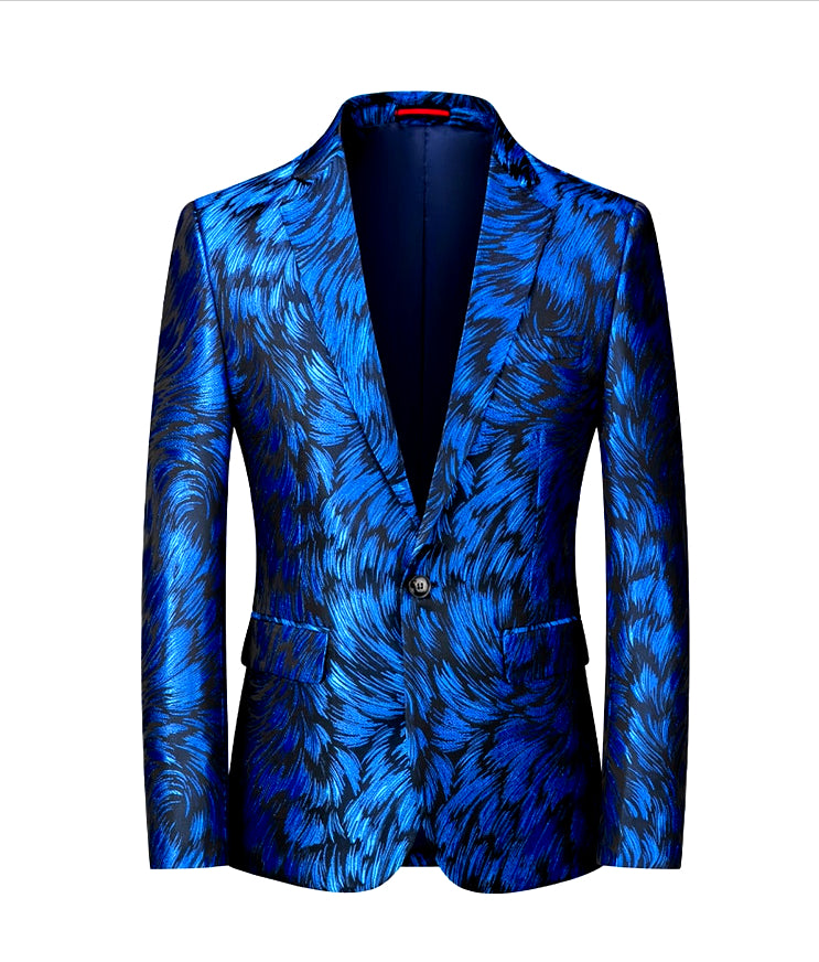 Blue Feather Tuxedo Jacket