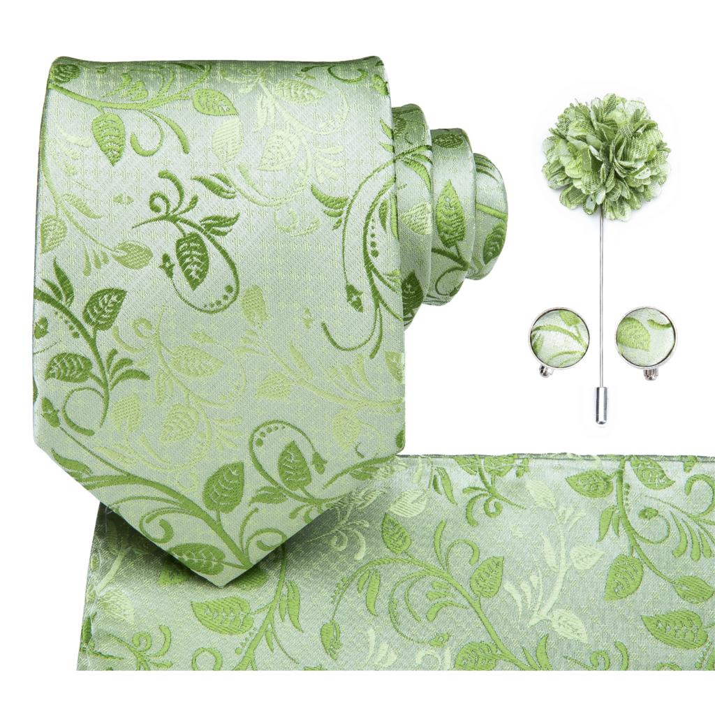 Green Leaves Paisley Silk XL Tie Set