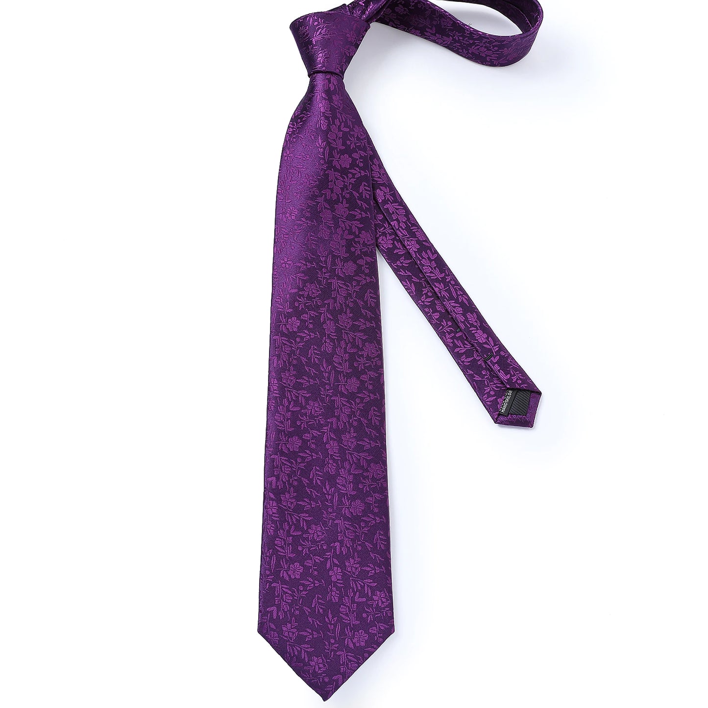 Purple Tiny Leaves Silk Tie Set