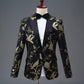 Gold, Blue, Red and Green Leaves Tuxedo Jacket - Masculine Clothes