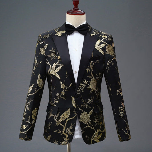 Gold, Blue, Red and Green Leaves Tuxedo Jacket