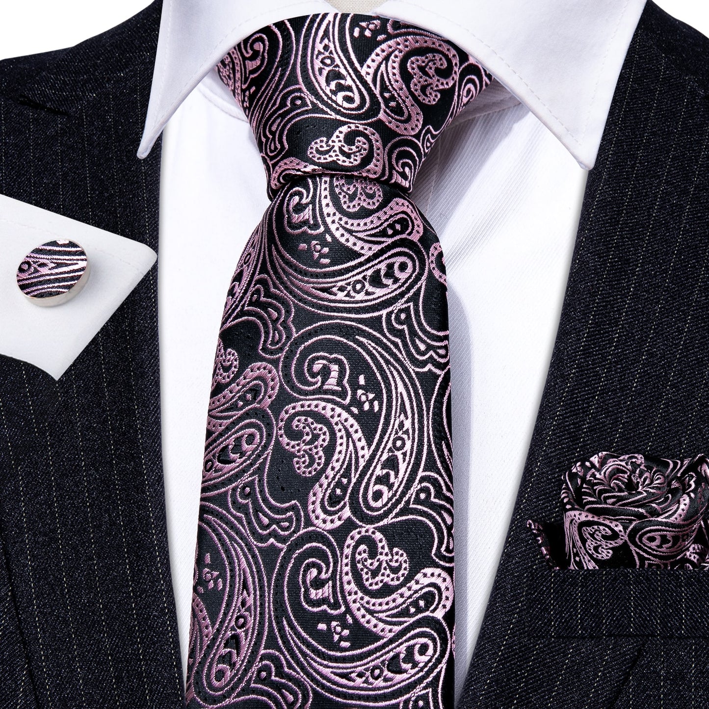 Beautiful Pink Leaves In Black Tie Set