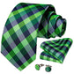 Black and Green Checkered XL Tie Set - Masculine Clothes
