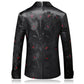 Stigma Red Floral In Black Tuxedo Jacket - Masculine Clothes