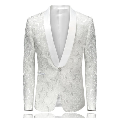 White Floral Tuxedo Jacket