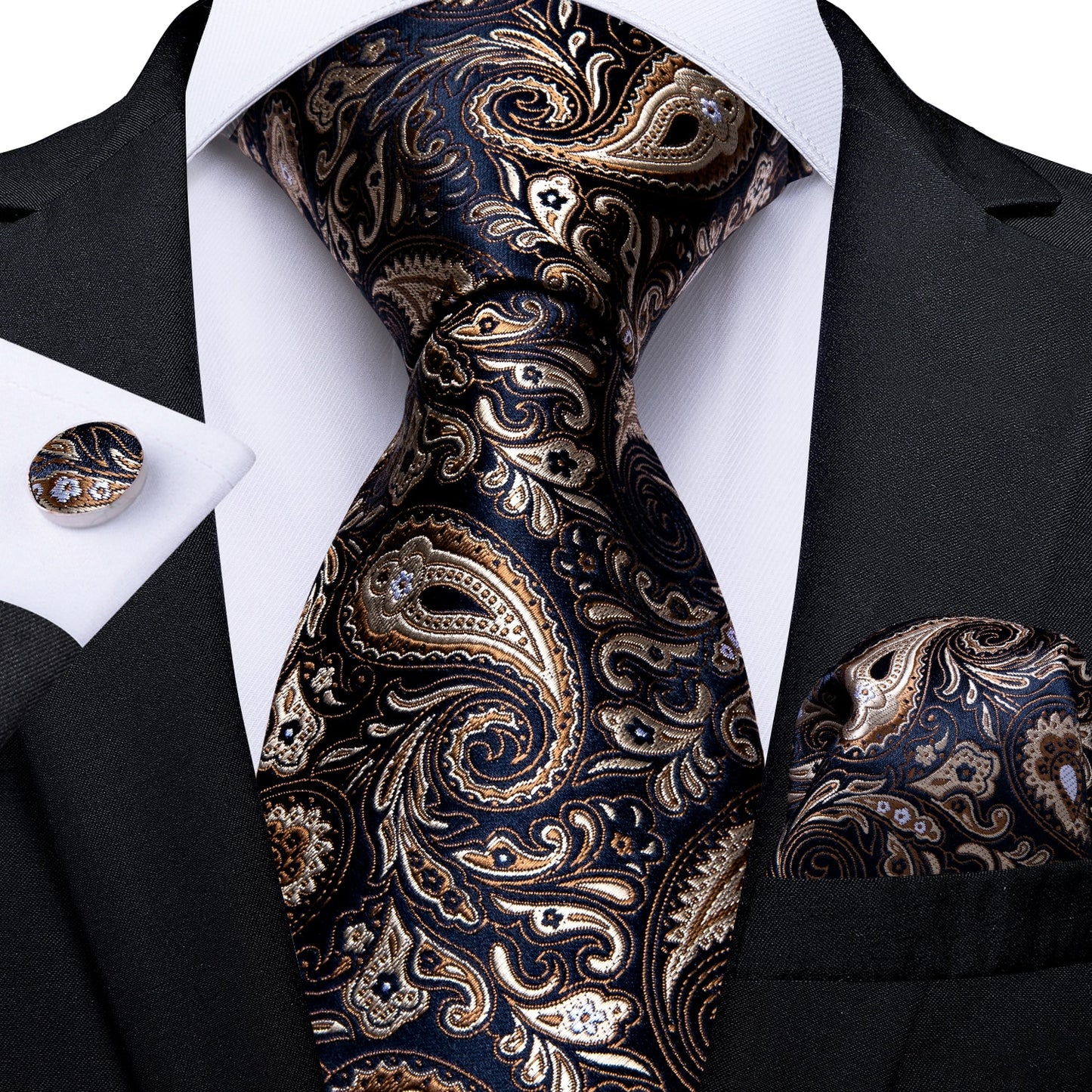 Luxury Mocha Floral Paisley Tie Set