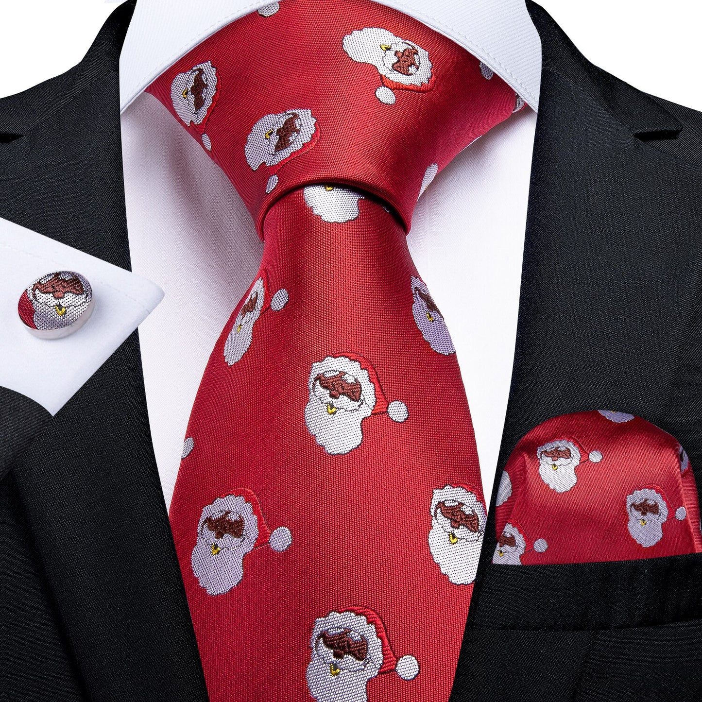 Santa Claus Tie, Pocket Square and Cufflinks