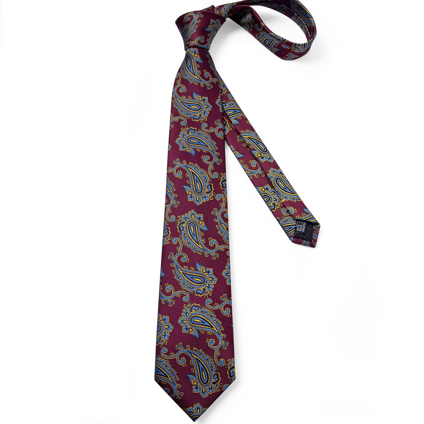 Luxury Burgundy Leaves Silk Tie Set