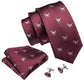 Burgundy Dinosaur Silk Tie Set - Masculine Clothes