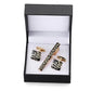 Gold Rapples In Black Tie Clip and Cufflinks - Masculine Clothes
