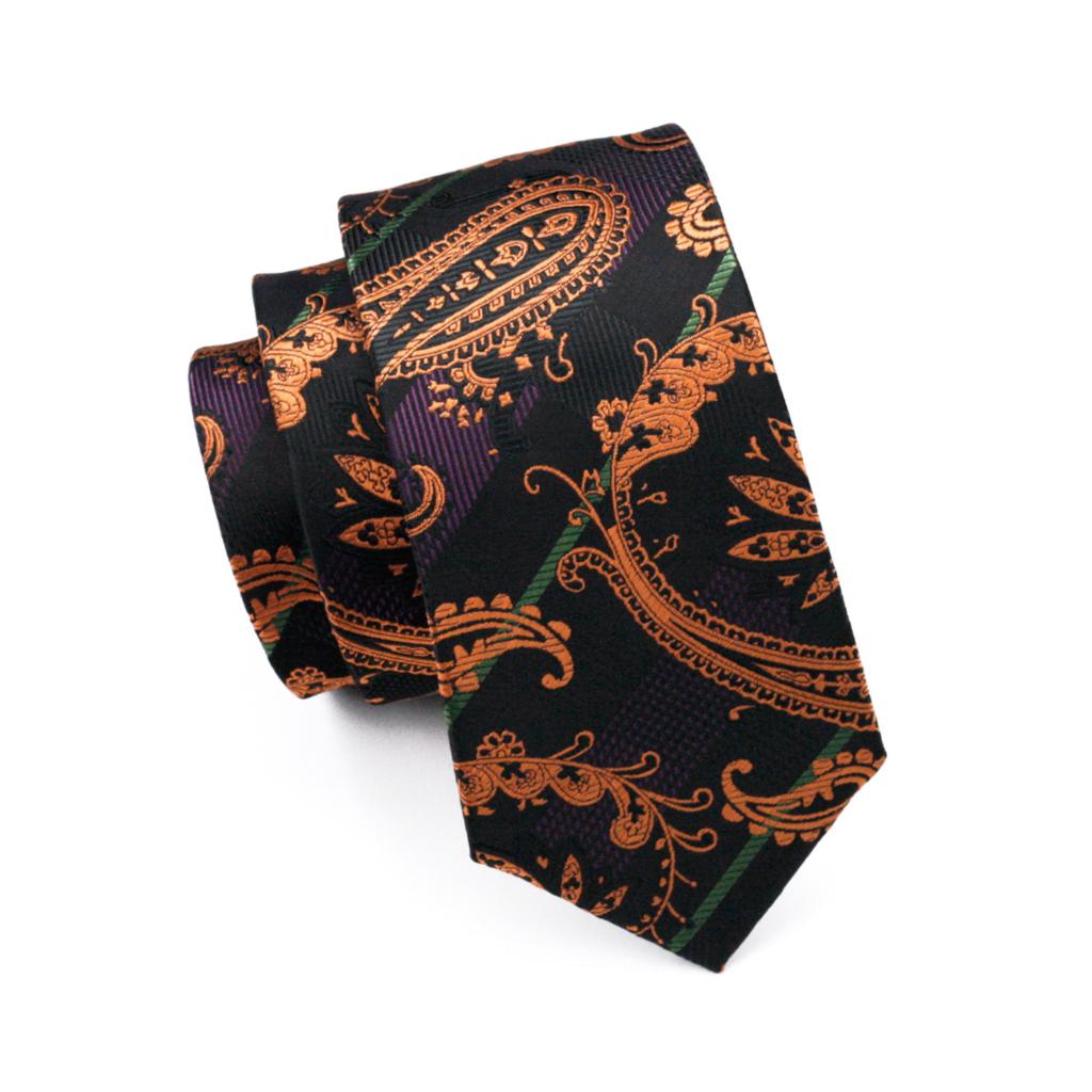 Luxury Rusty Orange Floral In Black Tie Set