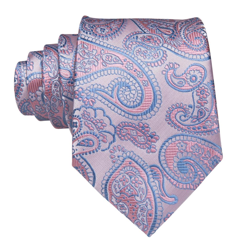 Elegant Pink Paisley Tie Set