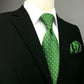 White Polka Dots In Green XL Tie Set - Masculine Clothes