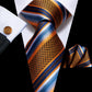 Orange and Faded Blue Striped Silk Tie Set - Masculine Clothes