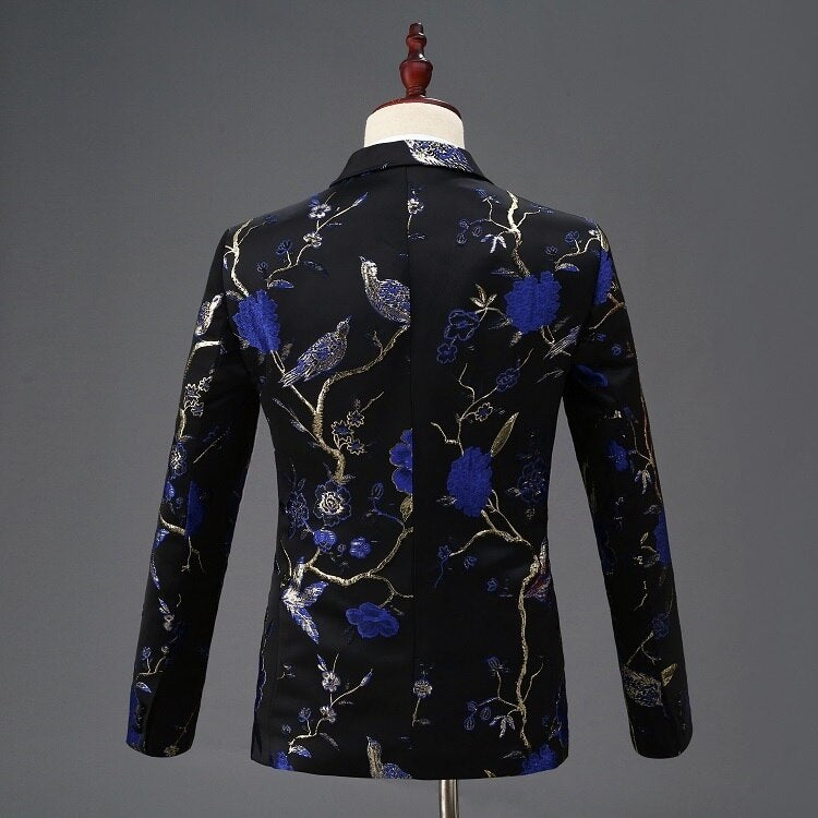 Gold, Blue, Red and Green Leaves Tuxedo Jacket