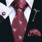 Burgundy Dinosaur Silk Tie Set - Masculine Clothes