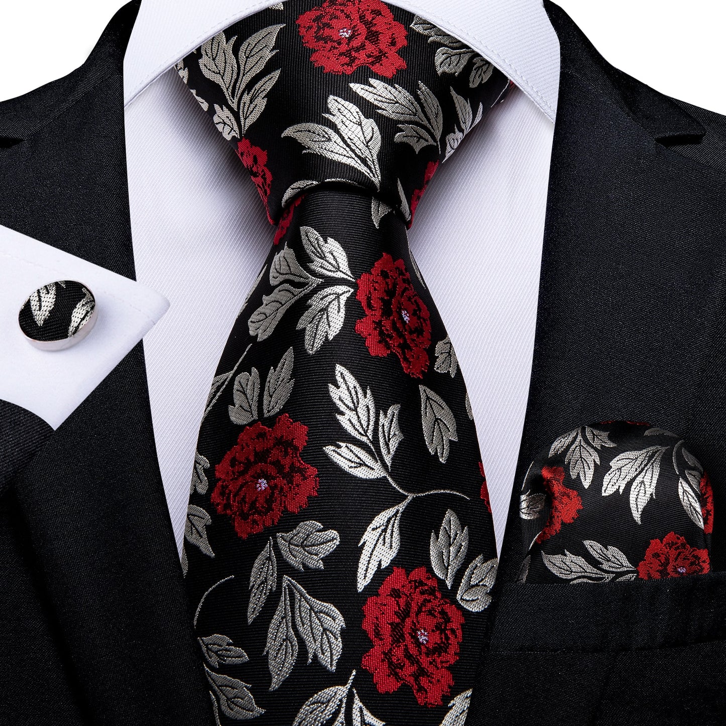 Red Rose In Black Tie Set