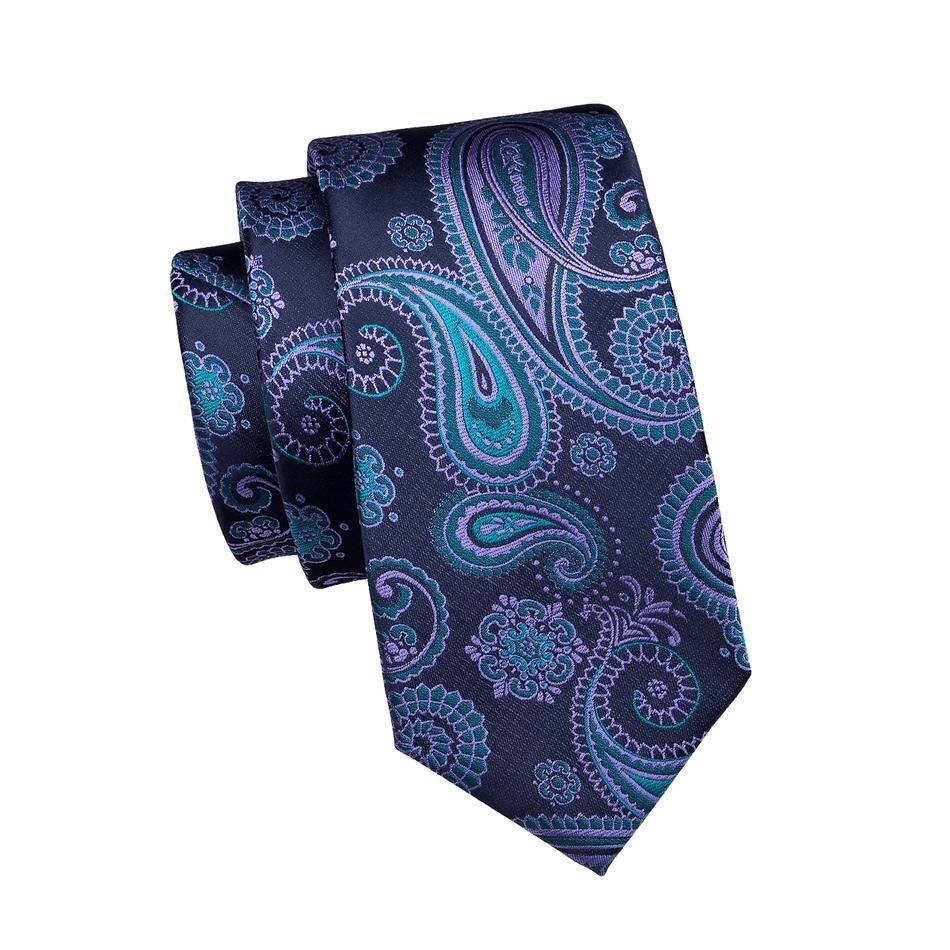 Navy Blue Floral with Pink Lines XL Tie Set